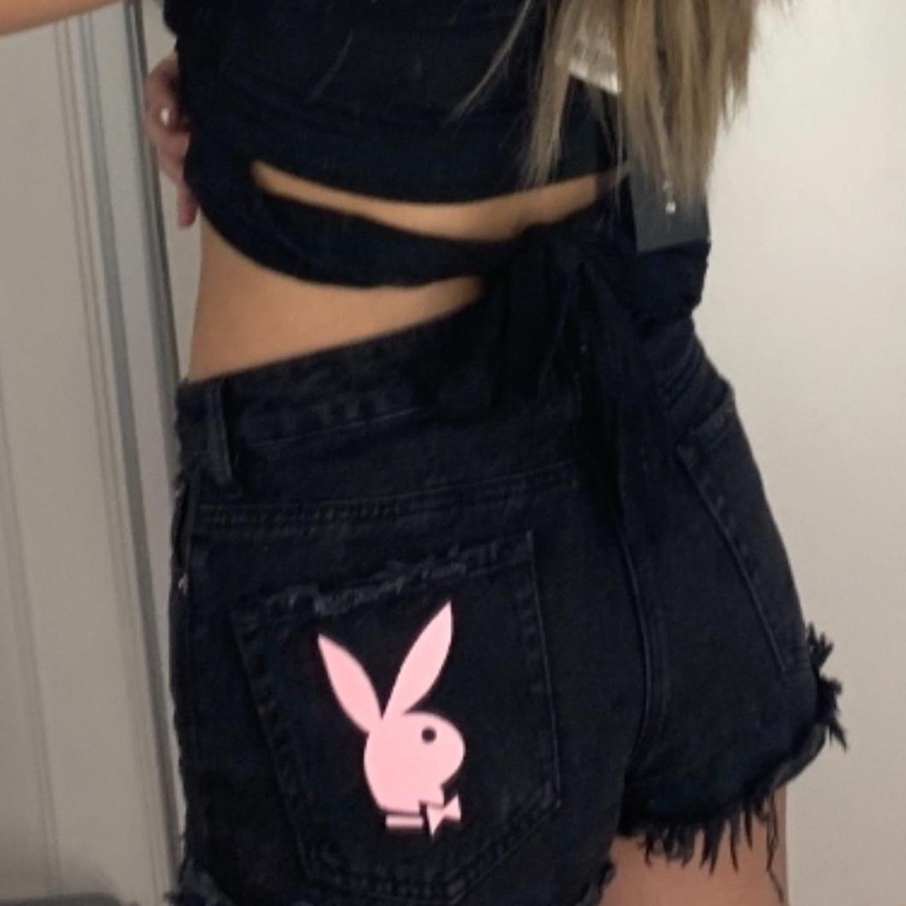 playboy black denim short shorts (size 25) (runs kinda small)
